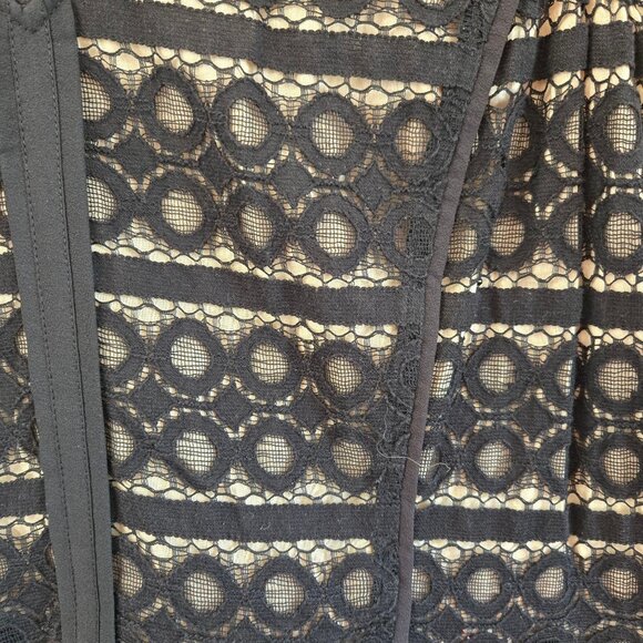 Ann Taylor Loft Black Lace Dress Nude Lining Sleeveless V-Neck Knee-Length 12 - Picture 4 of 9